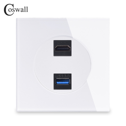 Coswall de Panel de vidrio templado puerto HDMI 2,0 USB 3,0 Jack alimentación de pared enchufe AC 110 ~ 250 V R11 serie ► Foto 1/3