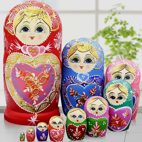 Muñecas rusas de madera de 22cm para niños, juguete anidadas de 10 capas, Matryoshka, regalo de Navidad ► Foto 1/3