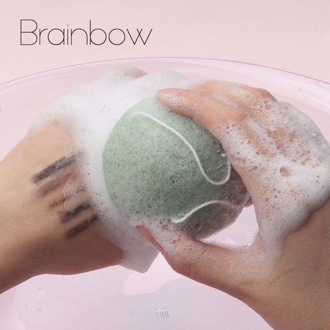 Brainbow 1 pieza esponja Konjac belleza Essentials 100% Natural Konjac Puff Facial limpiador de poros de lavado de cara de esponja cuidado de la piel ► Foto 1/6