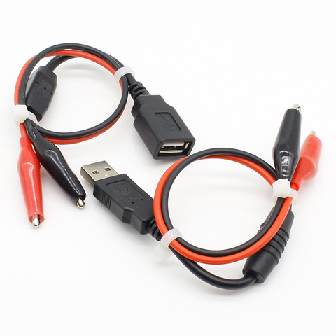 Probador USB de cable de cocodrilo macho/hembra a USB, Detector de voltaje de CC, amperímetro, medidor de potencia de capacidad, clips de cocodrilo, 1 par ► Foto 1/5