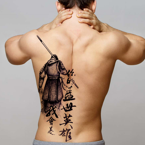 Tatuajes temporales para hombres Tatuajes chinos temporales soy tu héroe tatuajes grandes en la espalda transferencia de agua chicos tatuaje arte corporal falso ► Foto 1/6