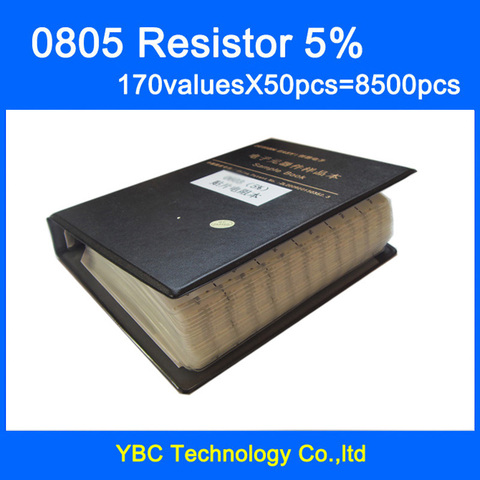 0805 SMD libro de muestra de resistencia tolerancia de 5% 170valuesx50 Uds = 8500 Uds Kit de resistencia de 0R ~ 10M ► Foto 1/5