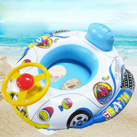 Anillo de piscina inflable para bebé, Flotador para asiento de natación, barco, piscina para bebés, juguetes, entrenador de ayuda en forma de coche con bocina de volante ► Foto 1/6