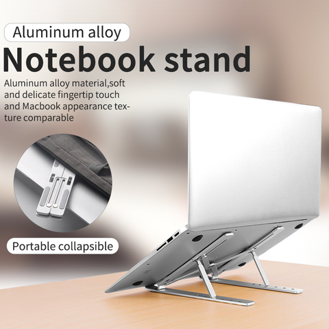 Soporte portátil ajustable de aleación de aluminio plegable portátil para portátil soporte de ordenador MacBook soporte de refrigeración de elevación antideslizante ► Foto 1/6