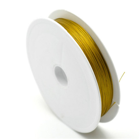 DoreenBeads 1 rollo 80M acero Color dorado cordón cable cola de tigre 0,45mm para la fabricación de la joyería DIY resultados accesorios de alambre ► Foto 1/3