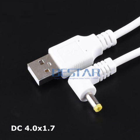 Cable de alimentación de CC blanco, USB a DC de enchufe, 4,0x1,7, 1,7mm x 4,0, 4,0mm x 1,7mm, Jack, codo de ángulo recto, Cable de carga en forma de L, 3 pies ► Foto 1/3