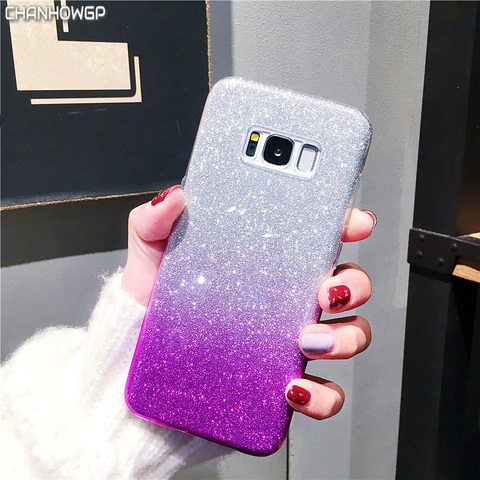 Bling degradado caso para Samsung Galaxy S5 S6 S7 borde S8 S9 Plus Nota 8 A3 A5 2016 J3 J5 J7 Neo 2017 J2 Pro primer A8 2022 cubierta ► Foto 1/6