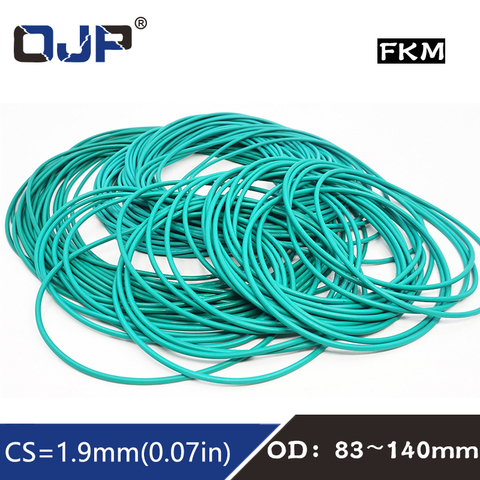 Junta de goma para combustible y aceite, sello de anillo verde FKM O de 1,9mm de grosor OD83/85/90/95/100/105/110/115/120/140mm, 1 unidad ► Foto 1/6