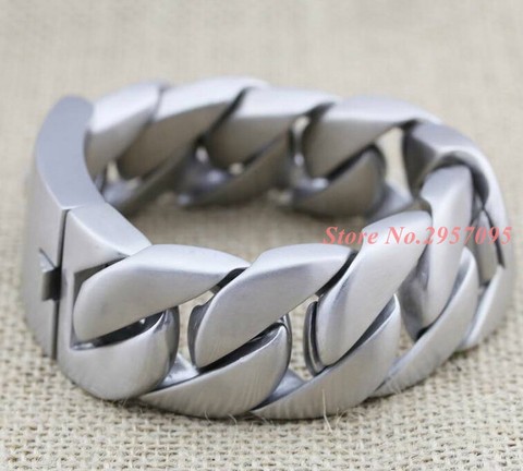 31mm pesado grueso moda cadena mens Matte acabado curb Tono de plata 316l Acero inoxidable pulsera mejor Navidad regalo ► Foto 1/6