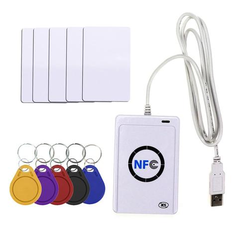 NFC ACR122U RFID tarjeta inteligente lector y escritor de copiadora duplicador de escritura clon software USB S50 13,56 mhz ISO 14443 + 5 piezas UID etiqueta ► Foto 1/6