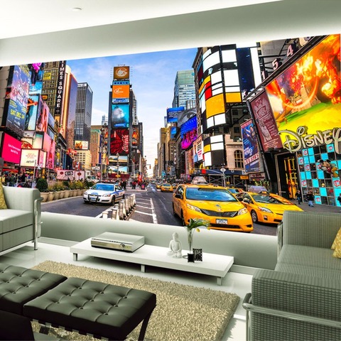 Papel tapiz 3D de tamaño personalizado para sala de estar, Mural de Foto de vista de la calle de Nueva York, no tejido, TV, sofá, decoración de pared ► Foto 1/6