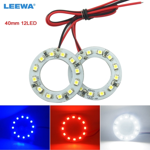 LEEWA-faro LED tipo Ojo de Ángel para coche, iluminación de Ojos de Ángel, blanco, rojo, azul, 2 uds., 40mm, 1210/3528, 12SMD, # CA2666 ► Foto 1/6