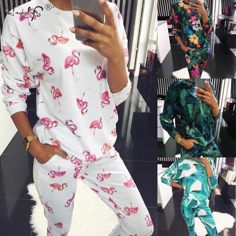 Conjunto de pijamas florales para mujer, ropa de dormir femenina de manga larga con cuello redondo, suave y holgada de talla grande para el hogar ► Foto 1/6
