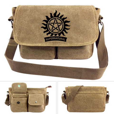 SPN-bolsa cruzada de mensajero Supernatural, bolso de lona, bolso escolar de dibujos animados de Anime ► Foto 1/3