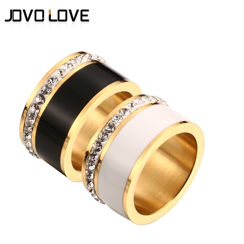 MSX-anillos de cerámica blanco y negro de lujo para mujer, anillos de compromiso de amor para boda, sortijas nupciales de acero inoxidable para mujer ► Foto 1/6