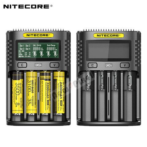 NITECORE-cargador inteligente UMS4 UMS2 SC4, carga rápida, Superb, con 4 ranuras de salida, Compatible con batería 18650 14450 16340 AA ► Foto 1/6