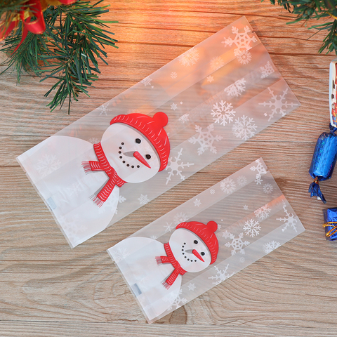 50 unids/lote bolsas de envase de cocción Feliz Navidad bolsas de dibujos animados de Papá Noel muñeco de nieve bolsa de golosinas galletas bolsa de almacenamiento de dulces ► Foto 1/6