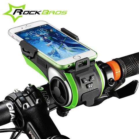 ROCKBROS-Soporte de teléfono para bicicleta, reproductor de Audio y MP3 con Bluetooth, altavoz, batería de 4400mAh, timbre para bicicleta y luz para bicicleta ► Foto 1/6
