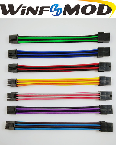 WinfMOD-Cable de alimentación PSU de 8 pines hembra a macho, 2 + 6 pines, 18AWG, color rojo, azul, negro, verde y naranja ► Foto 1/6