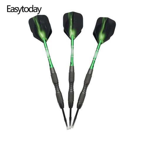 Easytoday 3 unids/set dardos de Tungsteno tipo duro dardos punta de acero barril de Metal verde ejes de plástico de aluminio Aurora dardos voladores ► Foto 1/6