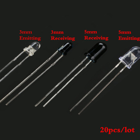 20 piezas LED 3mm 5mm 940nm infrarrojo IR de diodo receptor de tubo redondo luz llama Sensor para coche inteligente ► Foto 1/5