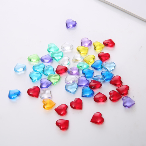 Bloques de construcción de cristal acrílico para juegos de mesa, 100 Uds., 10x4mm, 17 colores, forma de corazón, accesorios para juegos de mesa ► Foto 1/6