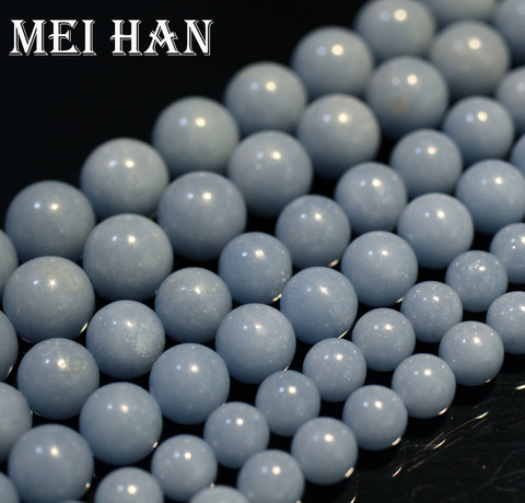 Meihan-abalorio redondo liso de 8mm, 10mm, 12mm, piedra azul de Perú, joyería piedra de gema, diseño de moda, pulsera DIY ► Foto 1/3