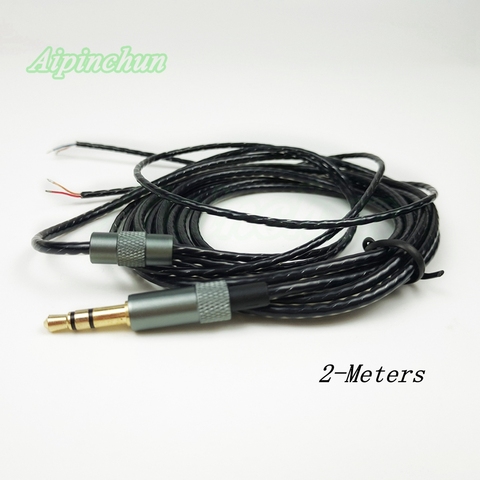 Aipinchun-Cable de auriculares de 2 metros de longitud, Conector de 3 polos de 3,5mm, Cable de reparación de auriculares, Cable de LC-OFC actualizado ► Foto 1/4