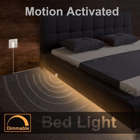 Regulable cama luz con Sensor de movimiento y adaptador de alimentación bajo la cama Luz de movimiento activado LED de tira para habitación de bebé escaleras del gabinete ► Foto 1/6