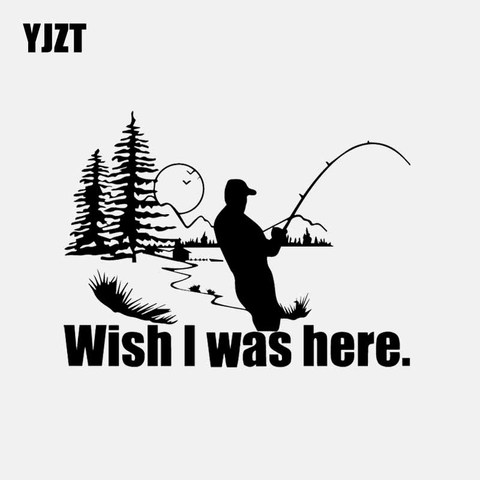 YJZT-pegatina de coche Wish I Was Here, 17,5 CM x 13CM, pescador pescando, caza al aire libre, coche, vinilo, negro/plata, C24-0885 ► Foto 1/6