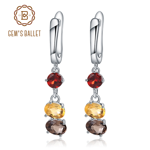 Gem's Ballet-pendientes de gota para mujer, cuarzo ahumado, citrino granate Natural, pendientes de plata de ley 925 auténtica, joyería fina ► Foto 1/1