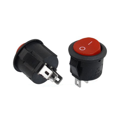 WSFS gran oferta 10 Uds SPDT Botón Rojo Negro On/On interruptor basculante redondo AC 6A/125V 3A/250V ► Foto 1/2