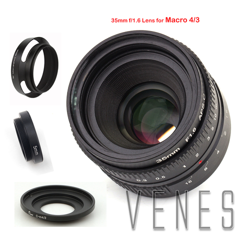 Lente de APS-C para cámara Nikon 1 Micro 1,6 Pentax Q Nex Fuji, lente de 35mm f/4/3 para cámara EOS M, cubierta de lente, anillo Macro y adaptador de montaje de 16mm C ► Foto 1/1