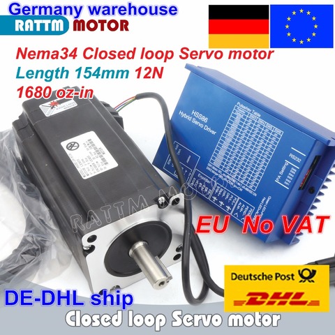 1 juego Nema34 bucle cerrado 12N. m Servo motor paso a paso Motor 6A 154mm y HSS86 híbrido-controlador servo 8A CNC Kit de controlador ► Foto 1/6