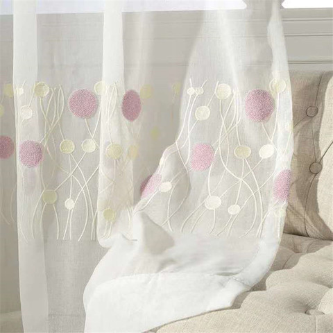 Cortina Rosa bordada redonda 3D moderna para habitación de Chico, tela suave, cortina de gasa blanca, tul para sala de estar FQ021D3 ► Foto 1/6