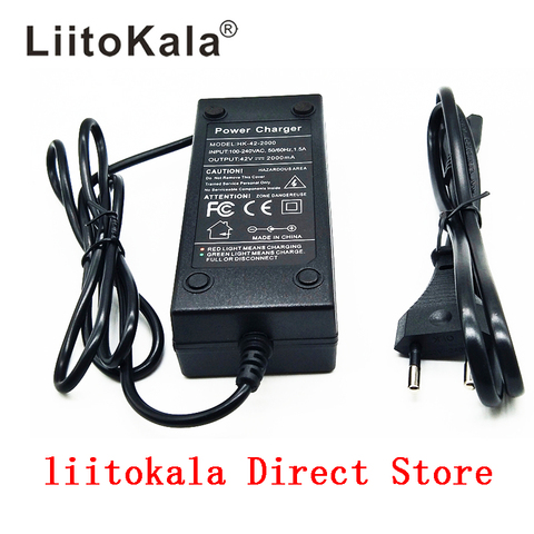 Cargador de batería HK Liitokala 36V salida 42V 2A Entrada de cargador 100-240 VCA cargador de litio Li-ion para bicicleta eléctrica 10S 36V ► Foto 1/5
