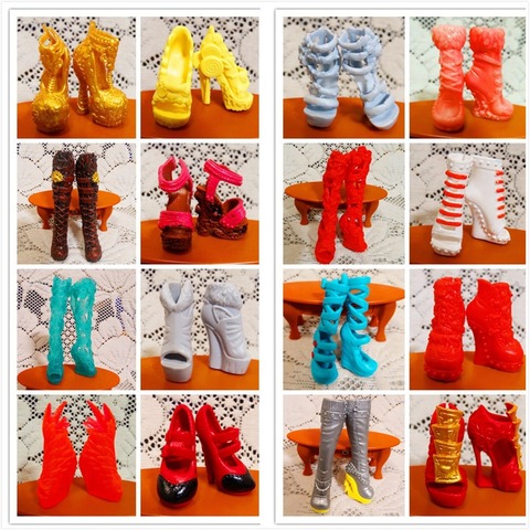 Ailaiki venta 10 par/lote moda juguete Zapatos para Monster Muñecas hermosa Tacones altos muñeca Sandalias Botas de estilo mixto Zapatos ► Foto 1/6
