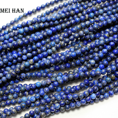 Meihan-abalorios redondos de piedra lapislázuli para fabricación de joyas, cuentas Europeas de 6-6,5mm (3 hebras/juego), diseño a la moda ► Foto 1/1