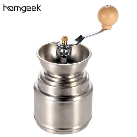 Homgeek manual Molinos de café durable Handy manual Spice Bean café Picadoras rebabas de acero inoxidable Picadoras con base de cerámica ► Foto 1/1