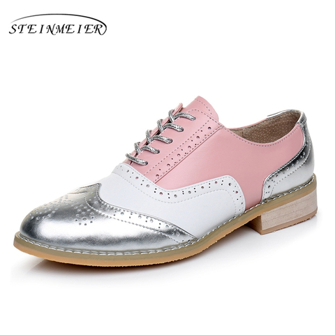 Zapatos planos de piel auténtica para mujer, zapatillas informales oxford hechas a mano, zapatos vintage, zapatos planos señora 2022 ► Foto 1/1