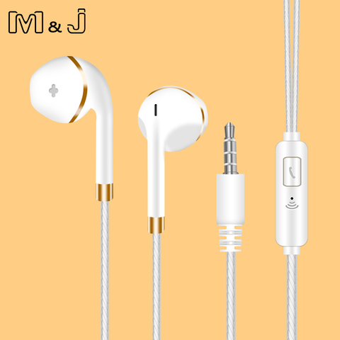 Auriculares M & J en la oreja para iPhone 6 s 6 5 Xiaomi manos libres auriculares bajos auriculares estéreo para Apple auricular Samsung auricular ► Foto 1/6