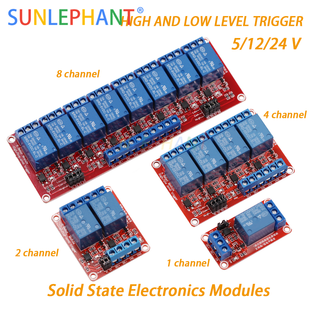 HIGH/LOW Trigger Canal 1-2-4-8 5/12v relés módulo con optokoppler para Arduino 