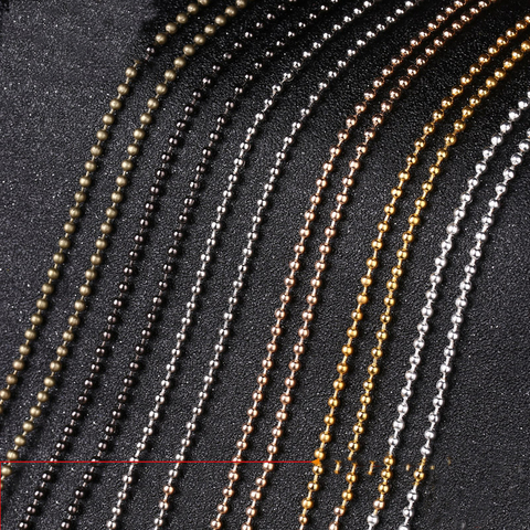 Cadena de bolas redondas para fabricación de joyas, Bola de Metal de 5 metros, 1,2mm, 1,5mm, 2mm, 2,4mm, para pulsera, collar, cadena ► Foto 1/6