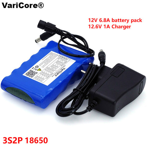 VariCore portátil Super 18650 batería de iones de litio recargable capacidad DC 12 V mAh 6800 CCTV Cam Monitor 12,6 V 1A cargador ► Foto 1/6