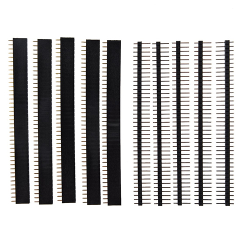 40 Pin 1x40 Single Row macho y hembra 2,54 cabezal de Pin rompible PCB JST conector tira para Arduino negro ► Foto 1/3