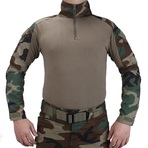 Camiseta táctica BDU Woodland para niños, ropa militar de camuflaje, juego de rol militar, trajes Ghillie ► Foto 1/1