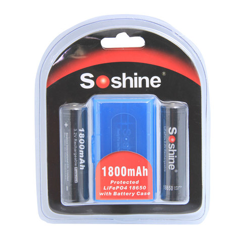 2 unids/lote Soshine 3,2 V 18650 LifePO4 batería 1800mAH protegida positivo pezón para linterna Led faro de luz de la bicicleta ► Foto 1/4