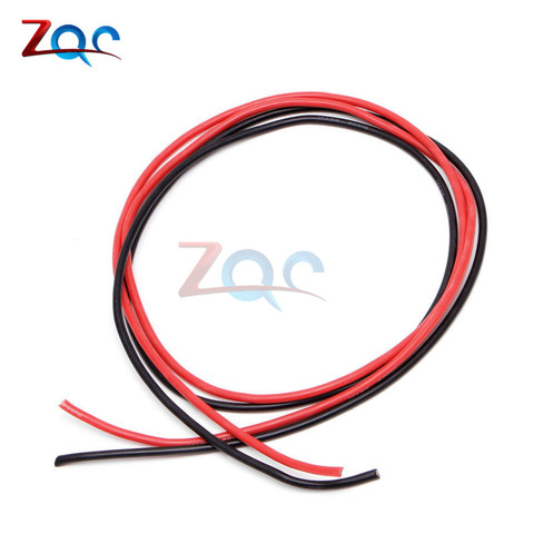 1 juego Unidades de cable de calibre 14 AWG Cables flexibles de cobre trenzado de silicona para RC negro 1 M + rojo 1 M = 2 m ► Foto 1/4