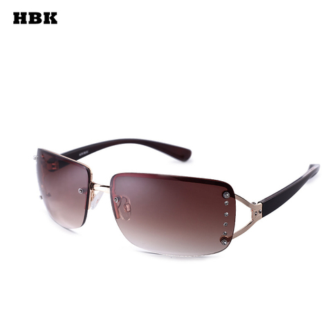 HBK-gafas de sol cuadradas sin montura para mujer, anteojos de sol femeninos de lujo, exquisitas gafas transparentes UV400, estilo de conducción al aire libre, a la moda, novedad de 2022 ► Foto 1/6