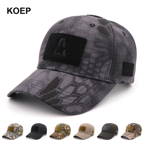 KOEP-Gorra de béisbol con Cierre trasero para hombre y adulto, gorro de béisbol con camuflaje sencillo militar táctico de caza, 2022 ► Foto 1/6